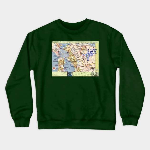 Zodiac Killer - Mt. Diablo Rt 66 'Collage' Design Crewneck Sweatshirt by Beanietown Media Designs